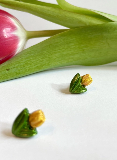 Tulipán fülbevaló - sárga (fémmentes változatban is kérheted)