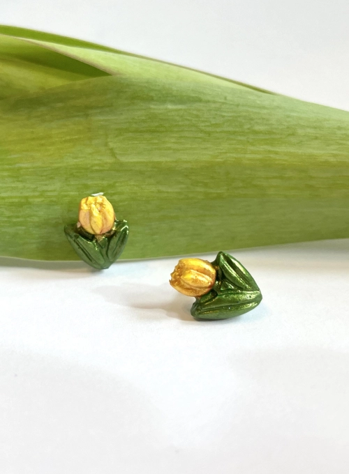 Tulipán fülbevaló - sárga (fémmentes változatban is kérheted)