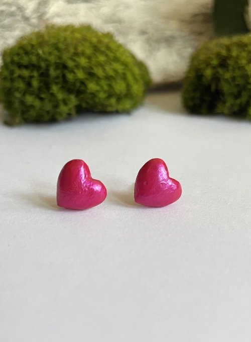 Szívecske fülbevaló - pink (fémmentes változatban is kérheted)