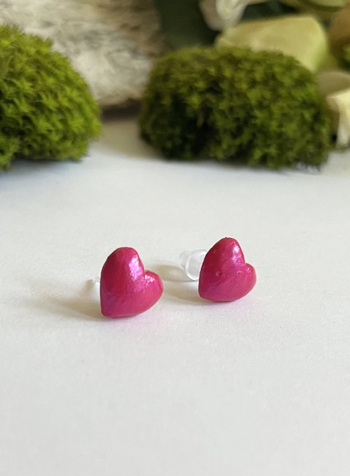 Szívecske fülbevaló - pink (fémmentes változatban is kérheted)