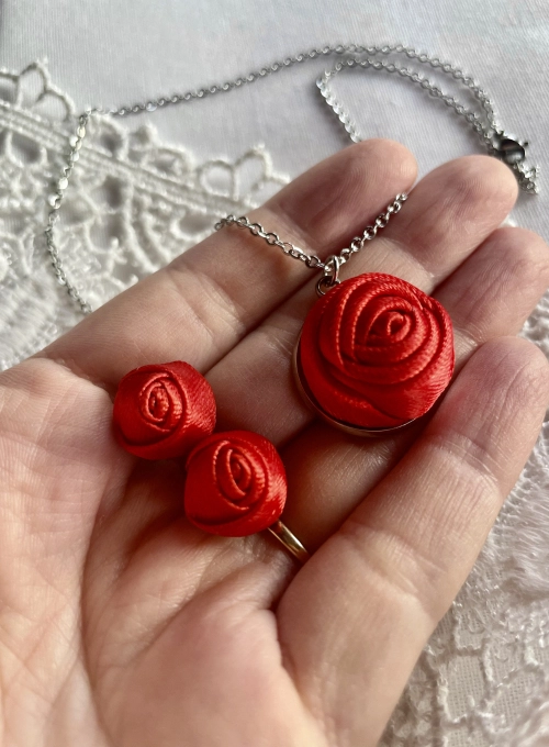 Aurora mini piros ékszerszett 2 részes
