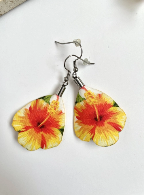 Hibiszkusz fülbevaló-sárga