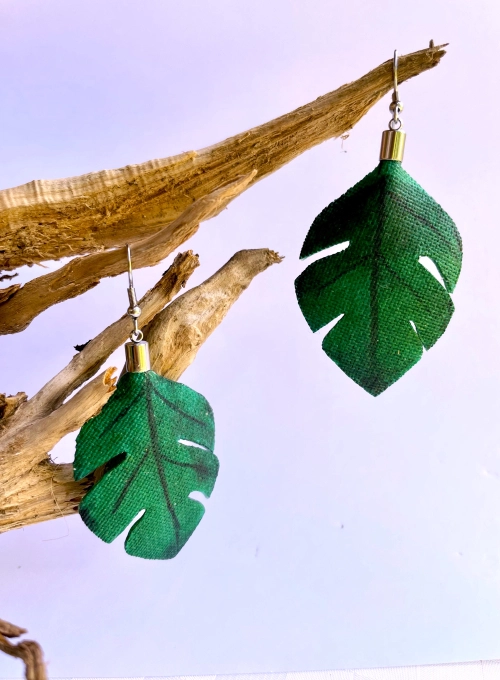 Philodendron mini fülbevaló