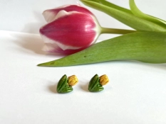 Tulipán fülbevaló - sárga (fémmentes változatban is kérheted)