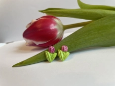 Tulipán fülbevaló - sötét rózsaszín (fémmentes változatban is kérheted)