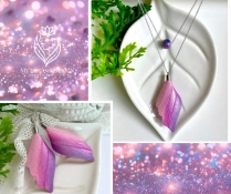 Angyalszárny - lila/rózsaszín ékszerszett